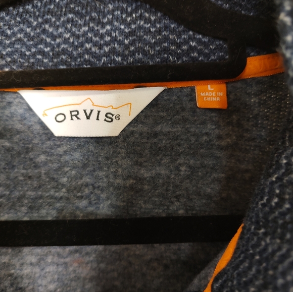Orvis Fleece Lined Pullover 1/4 Button Navy Large New without Tags - Picture 7 of 16